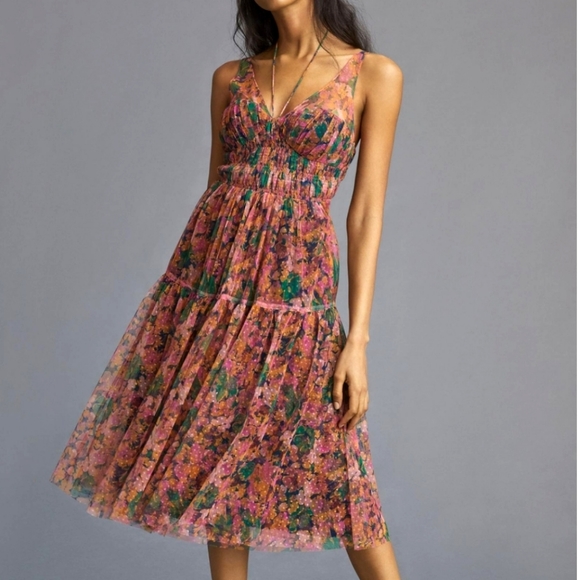 Maeve Dresses & Skirts - NWT Anthropologie  Meave Halter Mesh midi dress size L